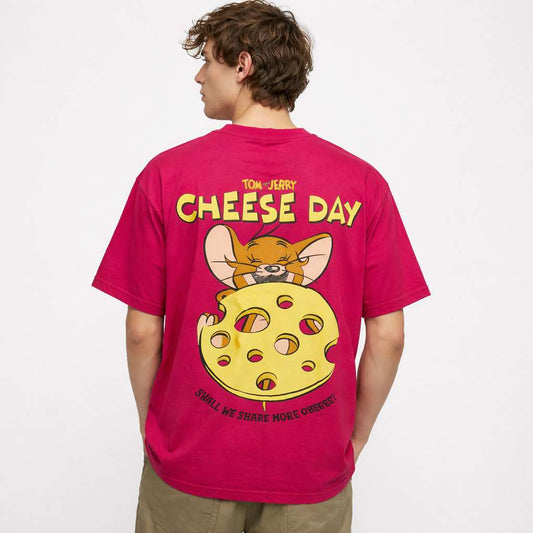 Tom & Jerry 'Cheese Day' Graphic Oversized T-Shirt