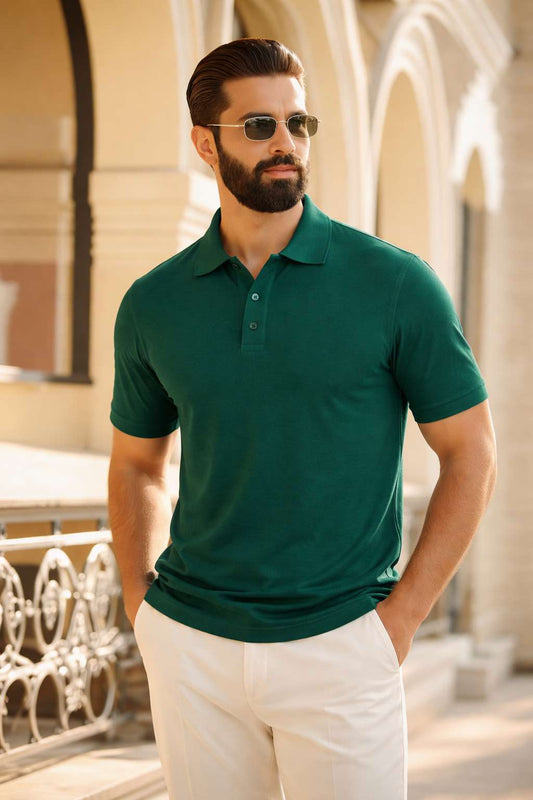 Forest Green Premium Knit Polo T-Shirt
