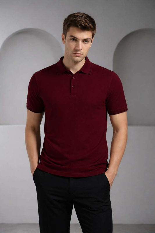 Maroon Premium Cotton Polo T-Shirt