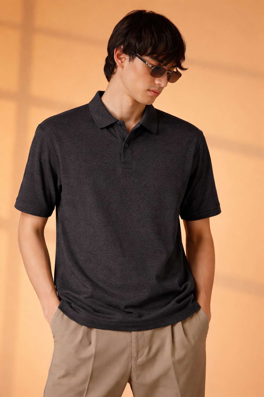 Charcoal Grey Premium Knit Polo T-Shirt