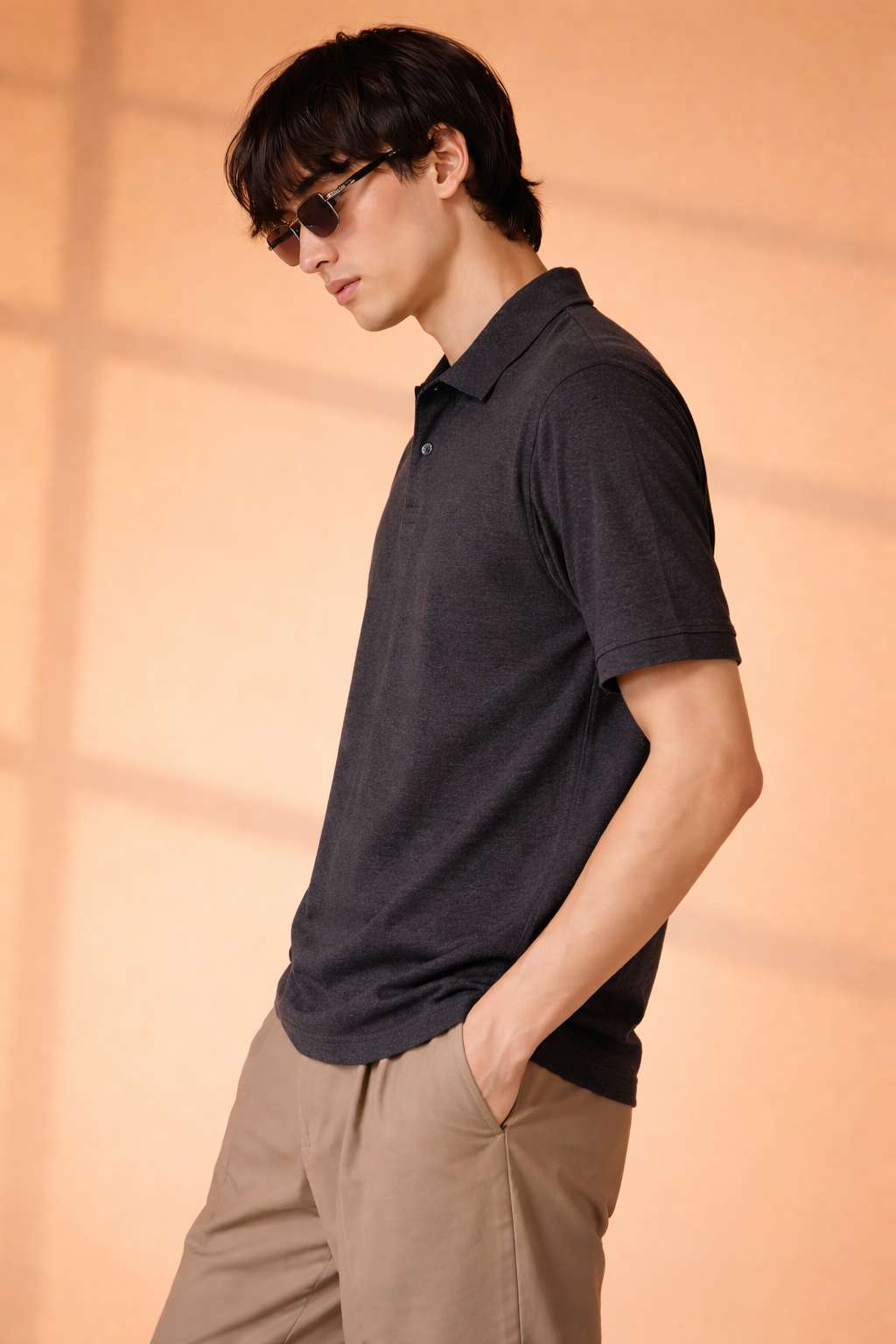 Charcoal Grey Premium Knit Polo T-Shirt