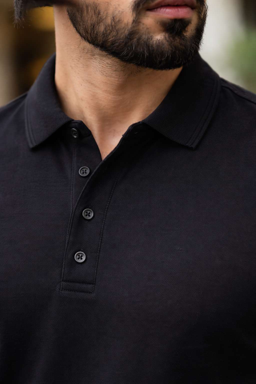 Classic Black Premium Knit Polo T-Shirt
