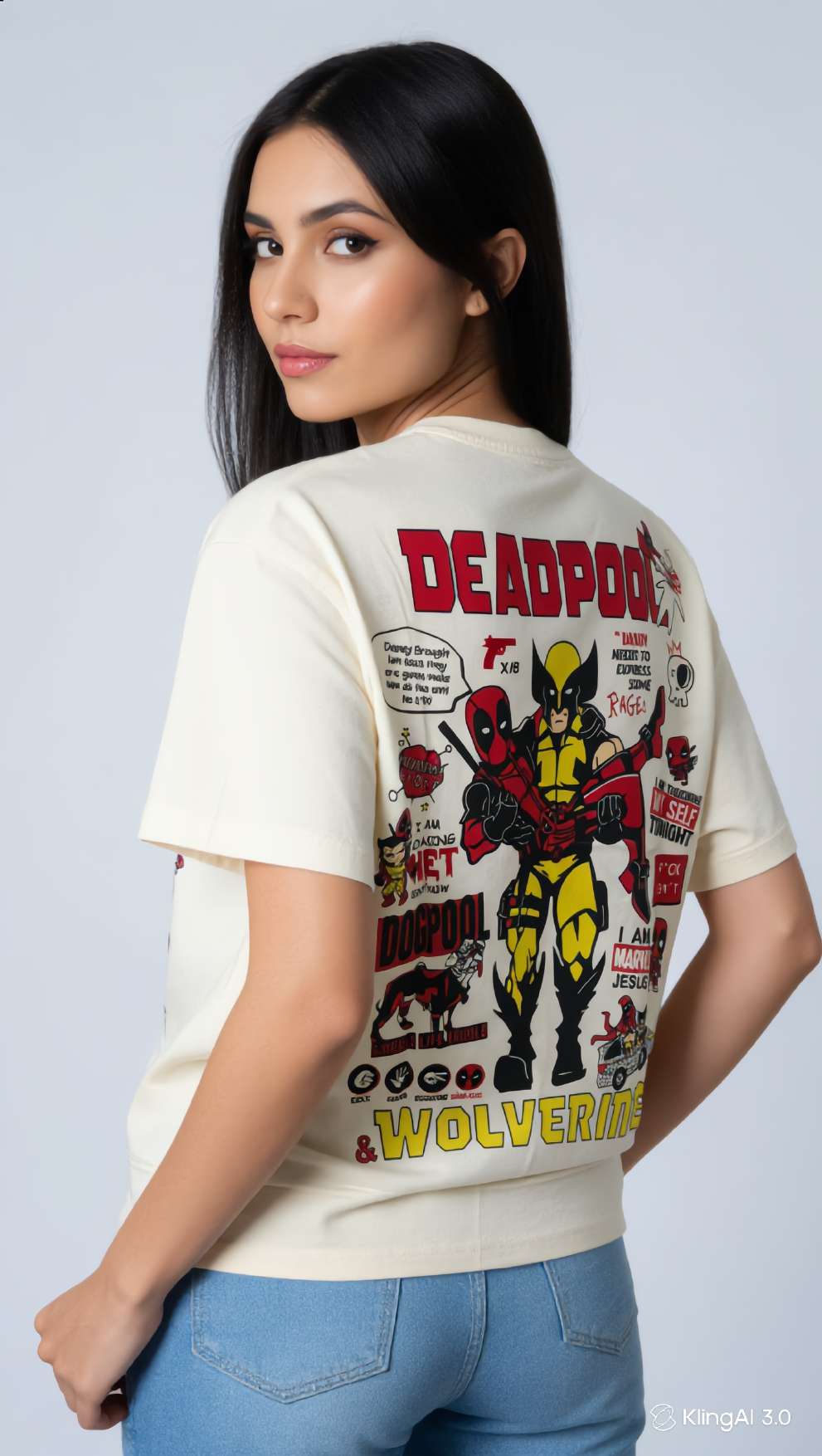 Deadpool & Wolverine Comic Collage Oversized T-Shirt