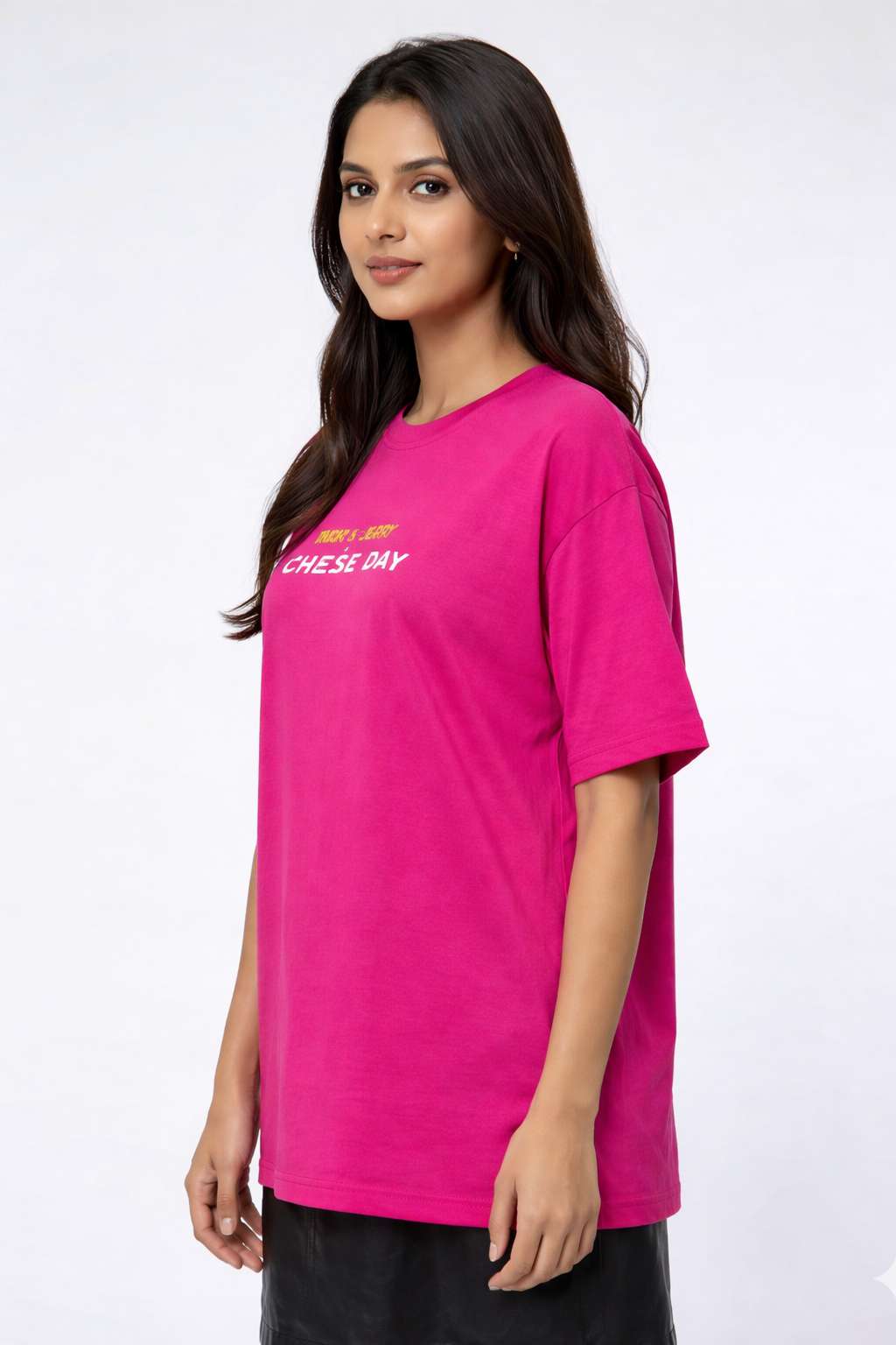 Tom & Jerry 'Cheese Day' Graphic Oversized T-Shirt