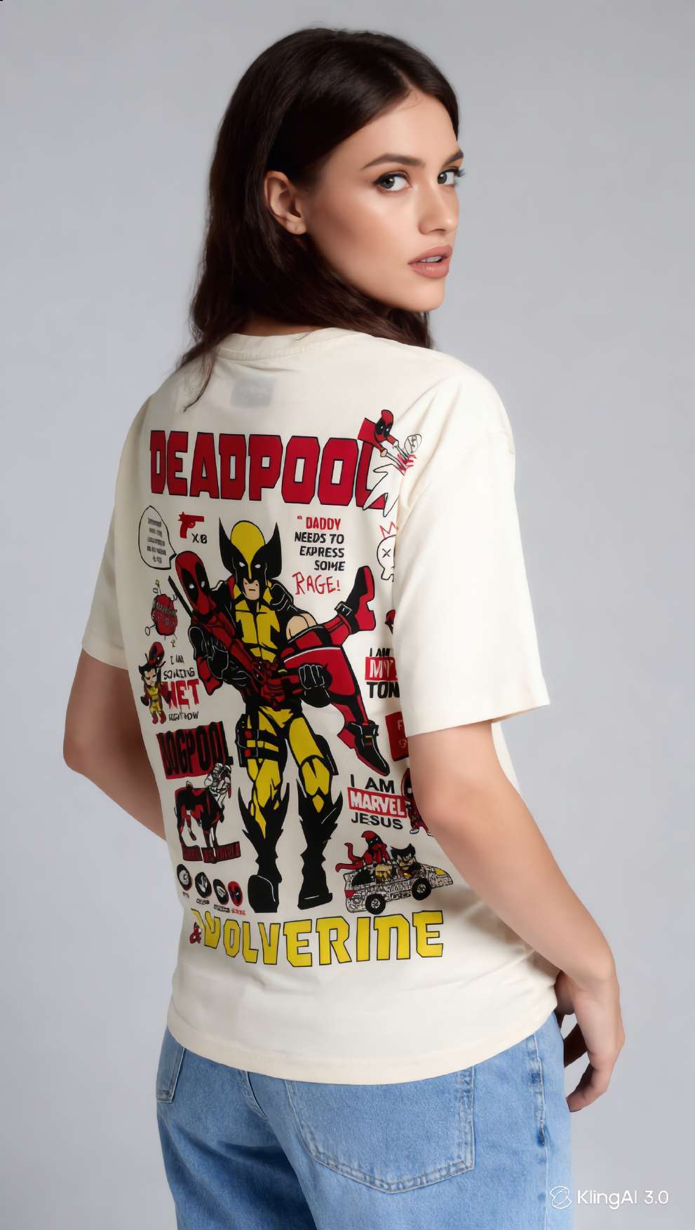 Deadpool & Wolverine Comic Collage Oversized T-Shirt