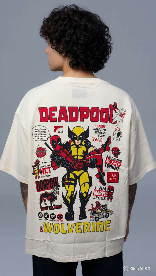Deadpool & Wolverine Comic Collage Oversized T-Shirt